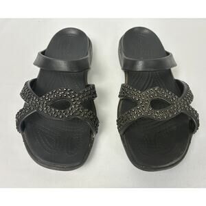 Crocs Meleen Twist Diamante Sandals Womens 7 Black Embelished Summer Cruise
